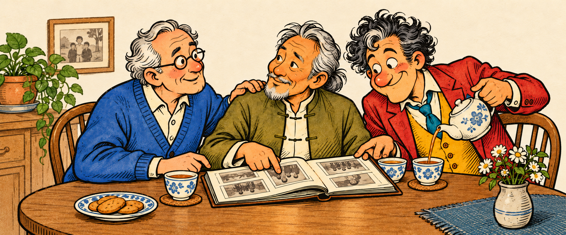 Jing, Jang and Jong in a scene about love, family & relationships.
